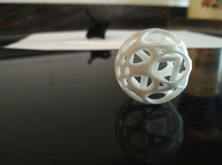 Sphere housing a cube 3d printed Powerful in white