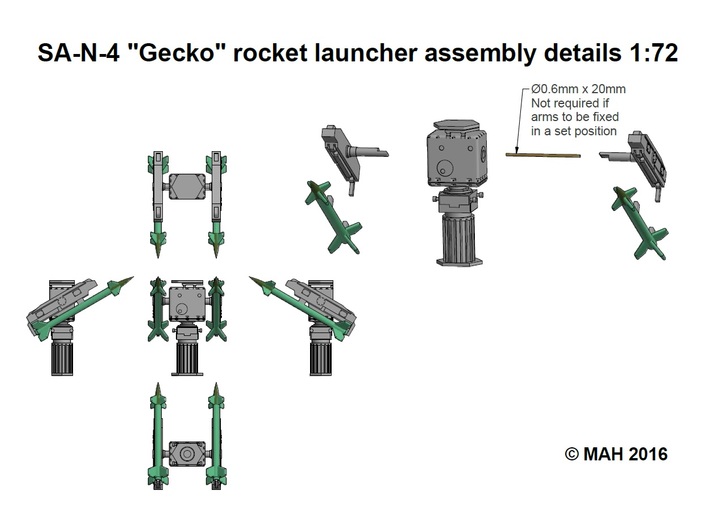 SA N 4 Gecko rockets and Launcher 1/72 3d printed 