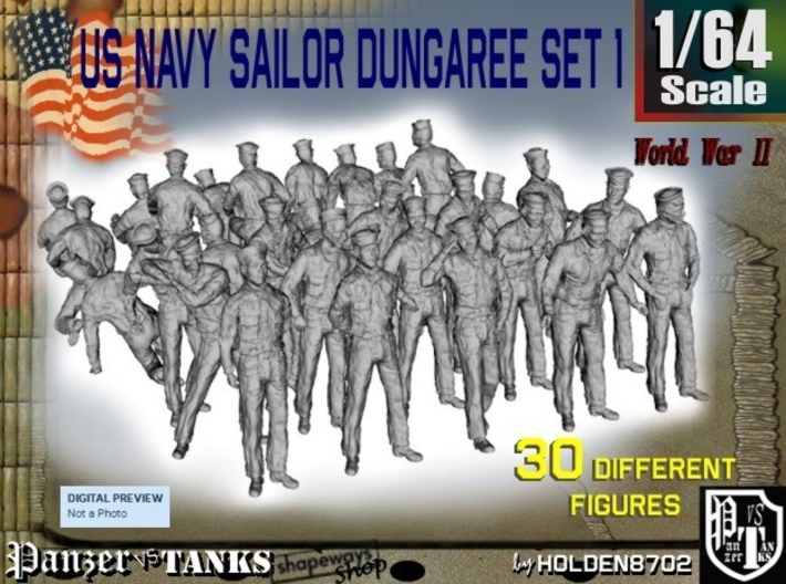 1/64 US Navy Dungaree Set 1 3d printed