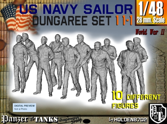 1-48 US Navy Dungaree Set 11-1 3d printed