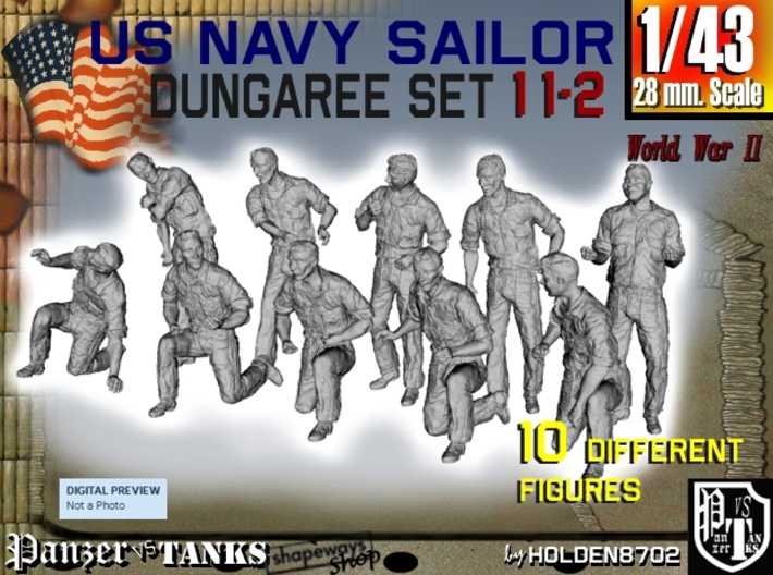 1-43 US Navy Dungaree Set 11-2 3d printed