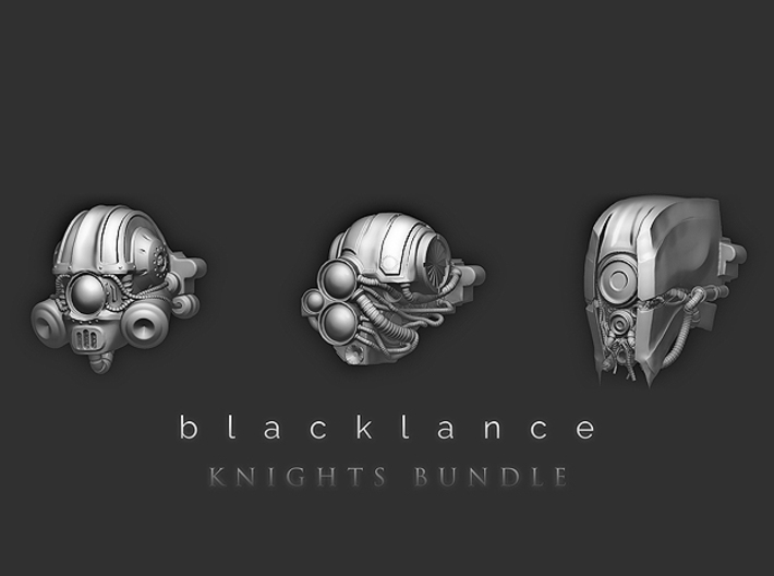 Blacklance Knight Head Bundle 3d printed 
