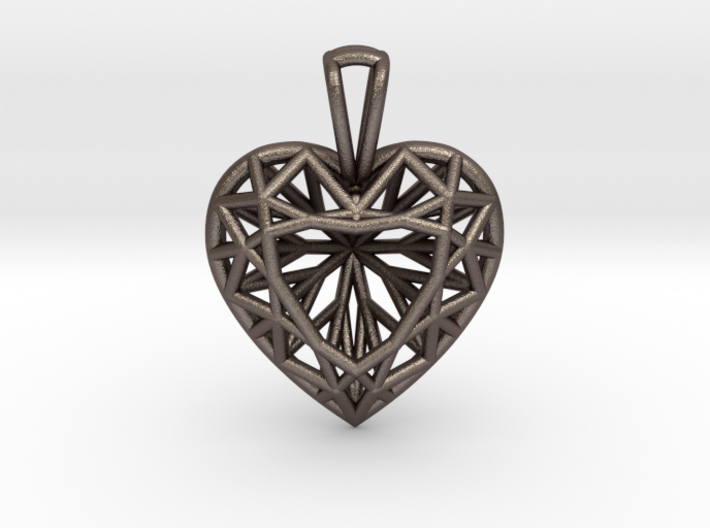 3D Printed Diamond Heart Cut Pendant (Small) 3d printed