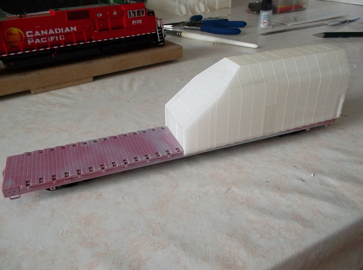HO 1/87 Boeing fuselage railcar canopy 3d printed A customers model, unpainted.