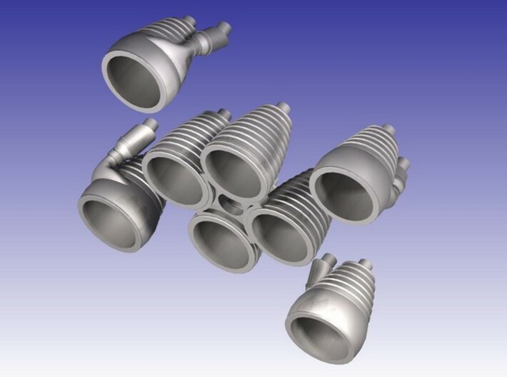 Saturn I H-1 Engines (1:144 Scale) 3d printed H-1 Engines shown in 'Scale' positions (CAD Render)