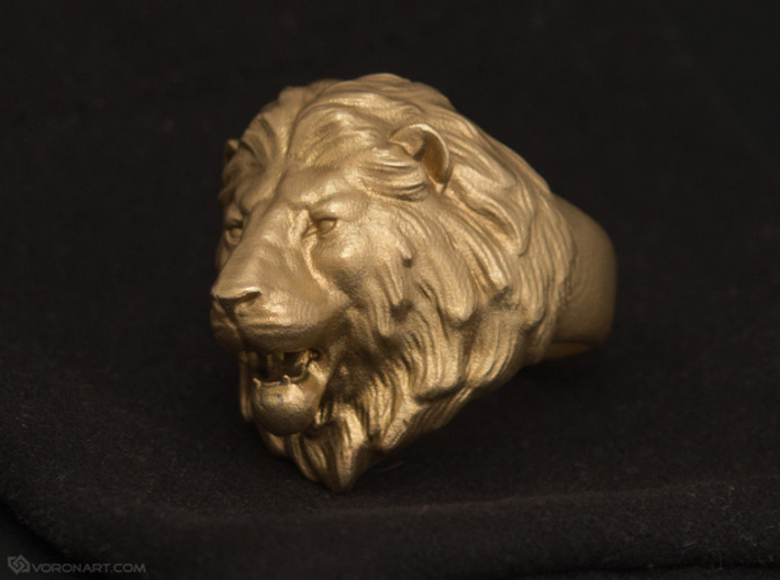 Lion Ring 3d printed RAW brass