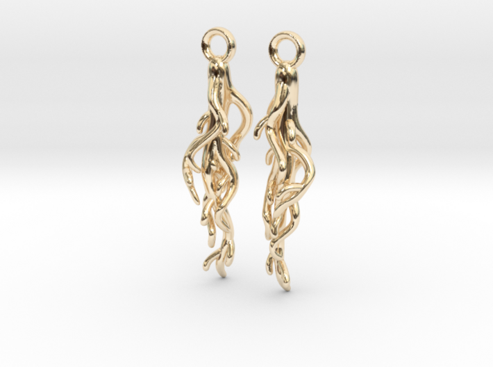Plant Root Earrings - Science Jewelry 3d printed