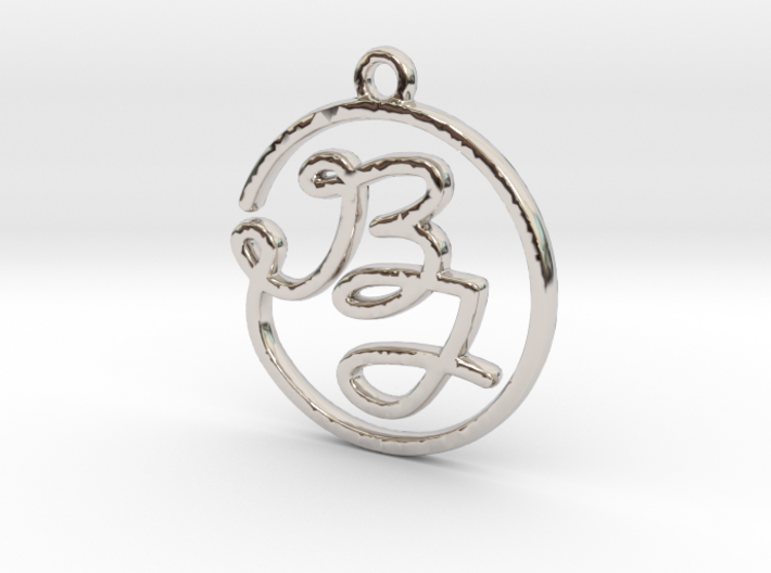 B &amp; J Script Monogram Pendant 3d printed