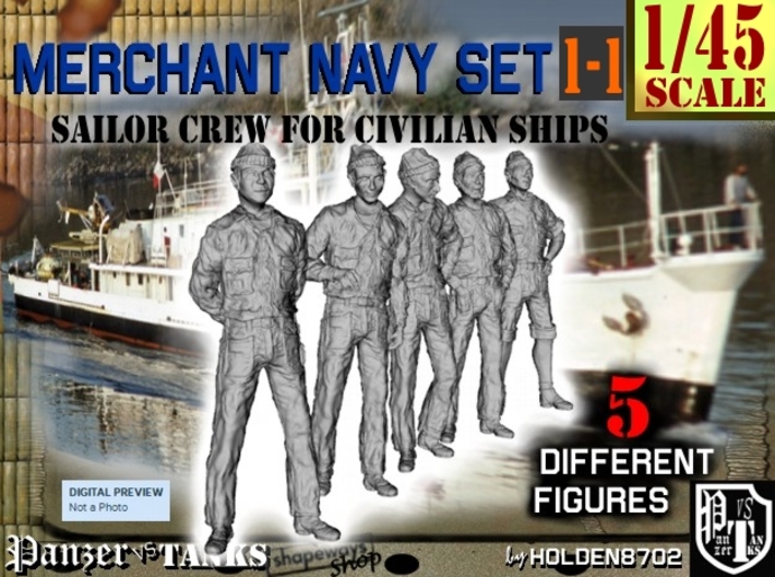 1-45 Merchant Navy Crew Set 1-1 3d printed