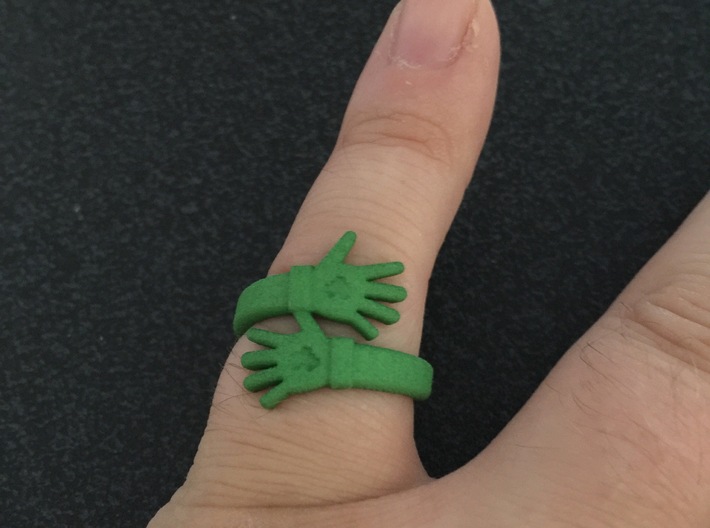 Hug Me Ring 3d printed Hug Me Ring in Green Strong and Flexible Plastic