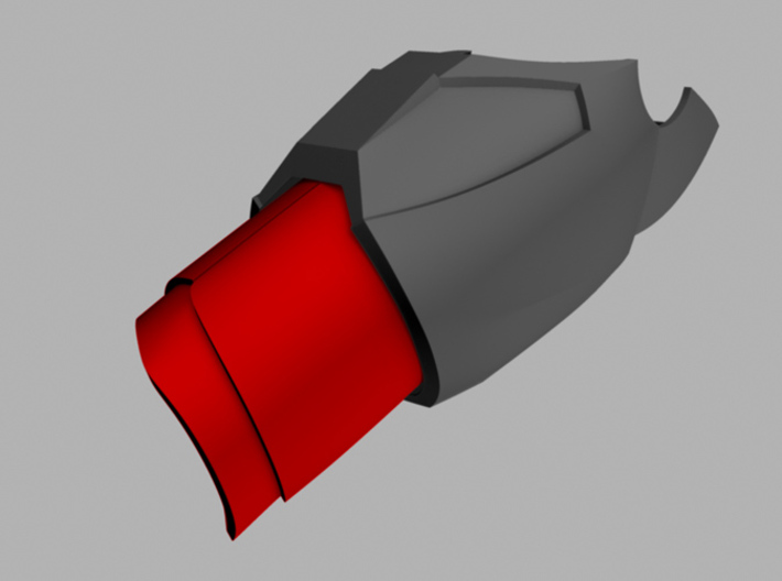 Iron Man Mark IV/VI Wrist Armor 3d printed What's highlighted in red will be printed.  Goes with upper forearm armor.