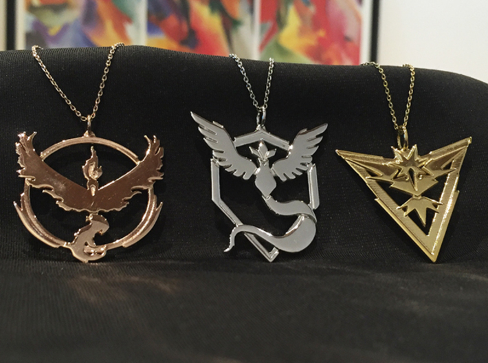 Team Instinct Pendant - Pokemon Go - Zapdos 3d printed Pictured far right - chain not included