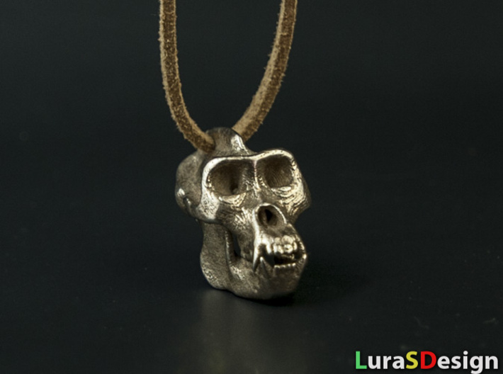 Gorilla Skull 3d printed Stainless Steel (old version) with 3mm cord

