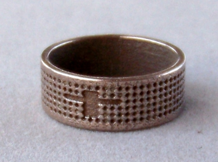 Textured Cross Ring Ring Size 10 3d printed
