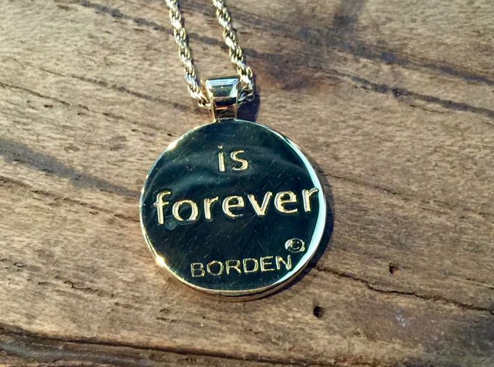 Love is Forever, pendant 3d printed Love is forever, closeup back, pendant