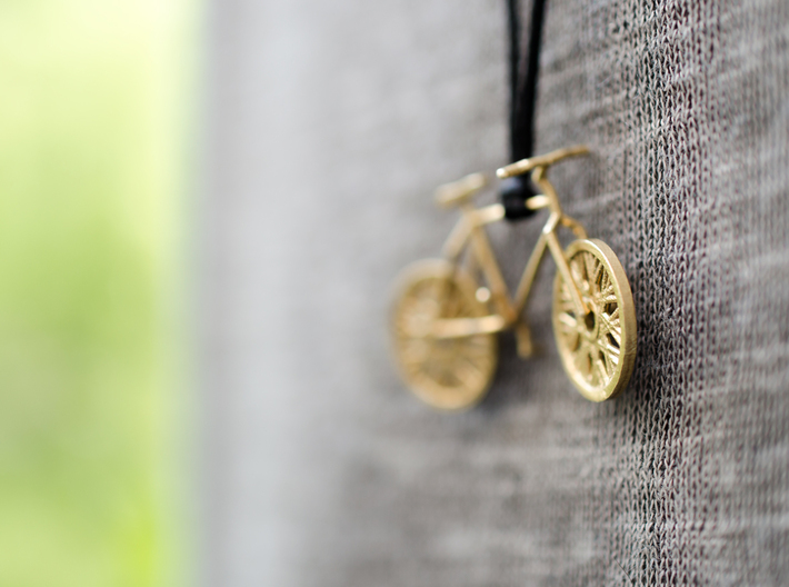 Bicycle brass pendant with moving wheels! 3d printed