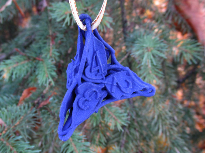 Botanical d4 Ornament 3d printed In Royal Blue Strong &amp; Flexible Polished
