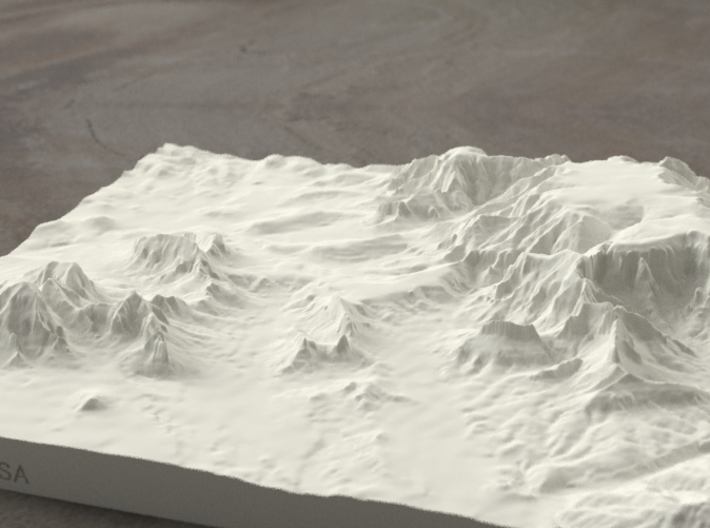 8'' Sedona, Arizona, USA, Sandstone 3d printed Radiance rendering of model, viewed from SSE