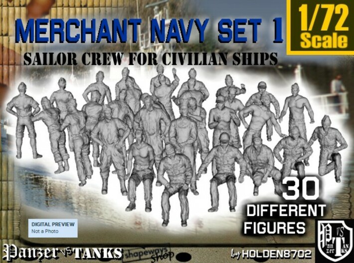 1/72 Merchant Navy Crew Set 1 3d printed 