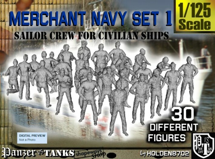 1/125 Merchant Navy Crew Set 1 3d printed