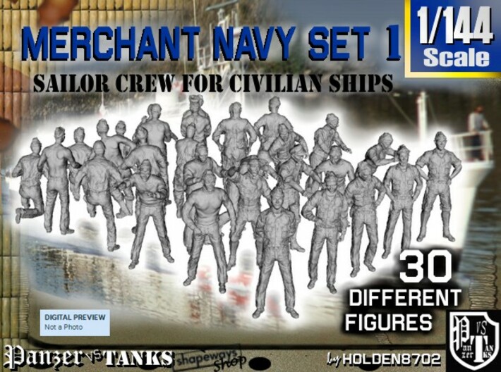 1/144 Merchant Navy Crew Set 1 3d printed