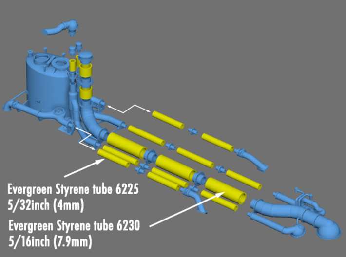 1/72 Type VIIc inner conning tower parts. 3d printed A general arrangement of all the parts and how they are used with styrene tube.