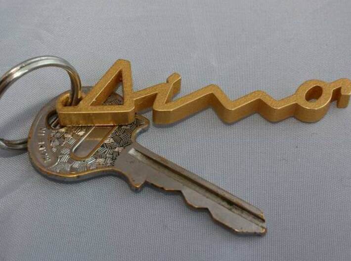 KEYCHAIN DINO 3d printed Keychain Dino with keys in Polished Gold Steel 