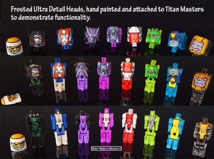 Arcee, G1 Face (Titans Return) 3d printed Hand Painted Frosted Ultra Detail prints shown on figures to demonstrate compatibility (this face not shown)