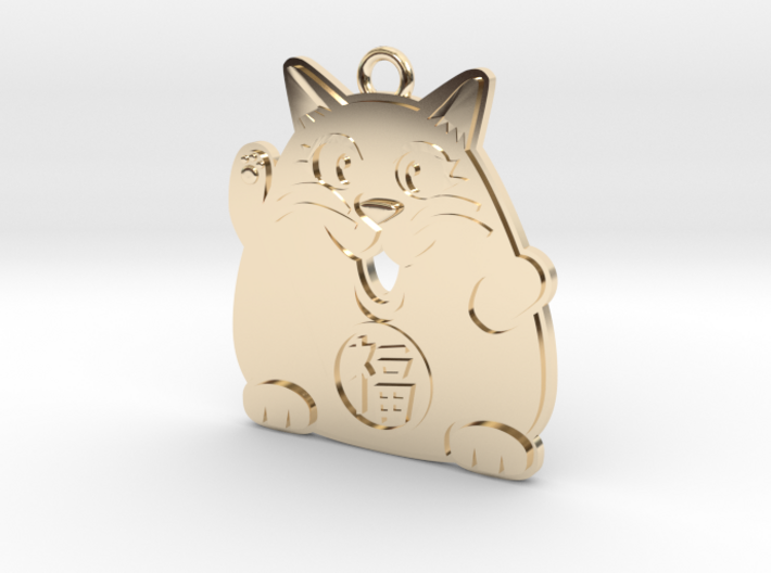 Lucky Cat Keychain 3d printed The golden cat attracts wealth and prosperity.