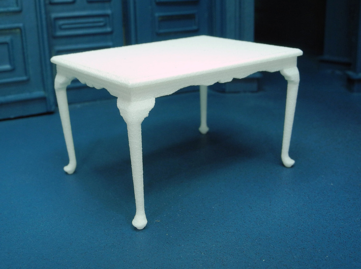 1:24 Queen Anne Dining Table, Medium 3d printed Printed in White, Strong &amp; Flexible