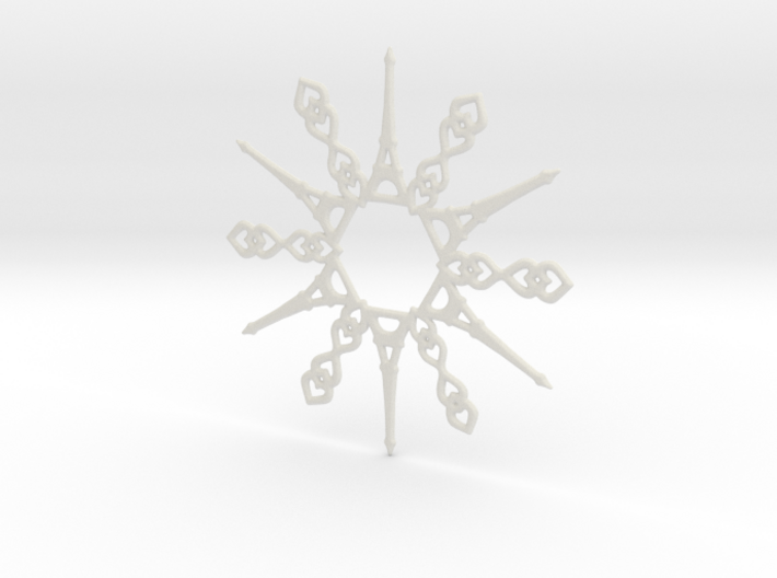 Paris Snowflake Ornament 3d printed 