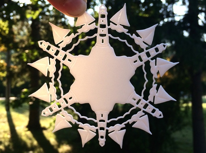 Sailboats &amp; Lighthouses Snowflake Ornament 3d printed