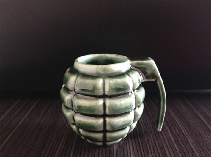 Grenade Espresso Cup 3d printed Grenade cup gloss oribe green porcelain