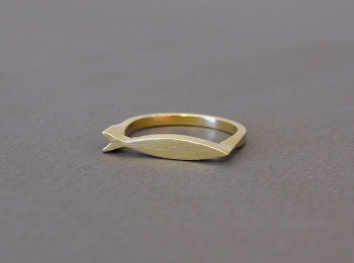 Fish Ring 3d printed Raw Brass