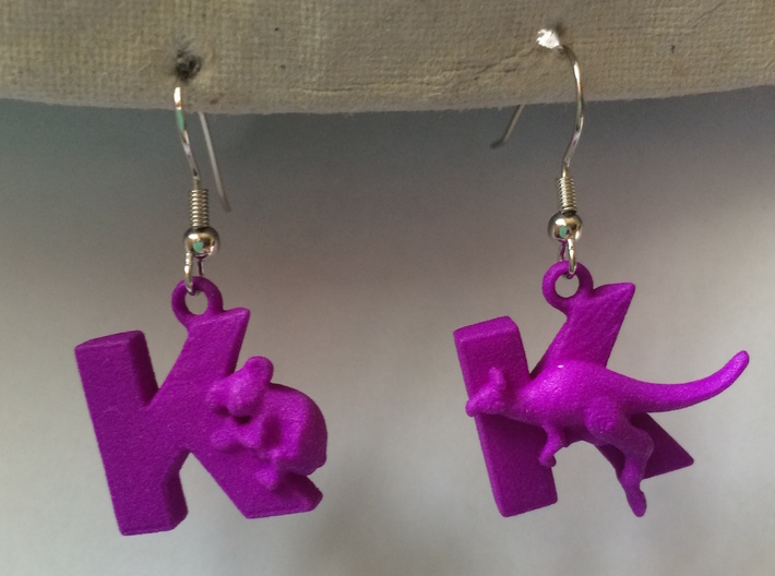 K Is For Koalas And Kangaroos 3d printed It's easy to add your own earring hooks!