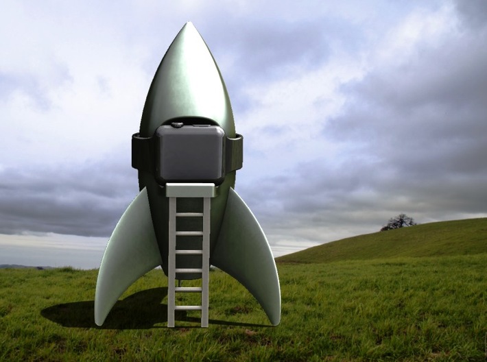 Rocket Apple Watch Holder 3d printed Mysterious Rocket has landed in the field