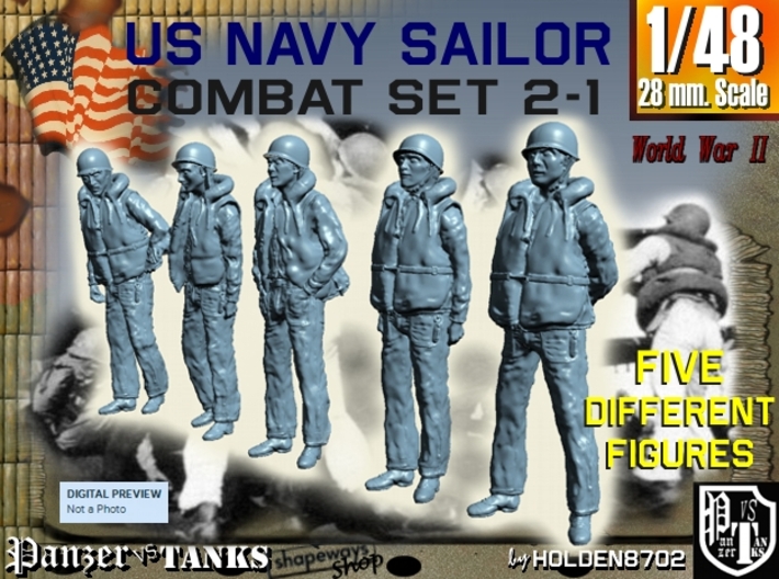 1-48 US Navy Sailors Combat SET 2-1 3d printed
