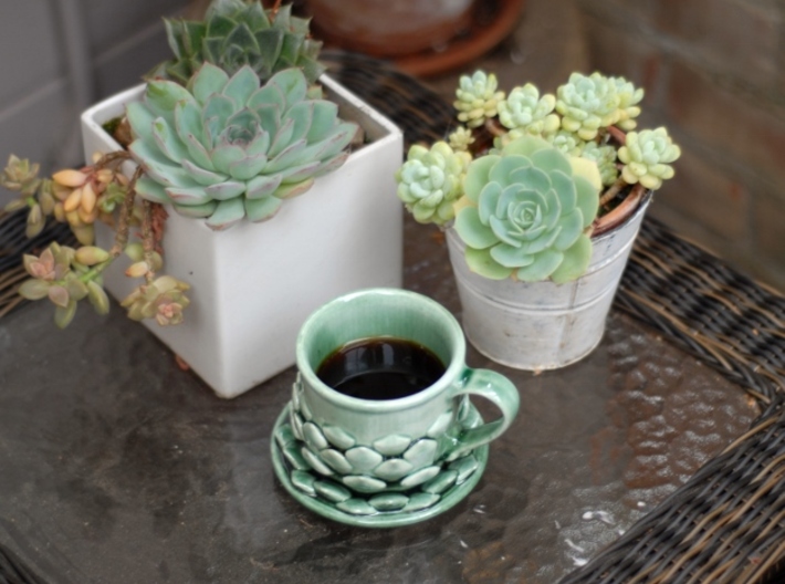 Succulent Saucer 3d printed Shown with matching mug (sold separately)