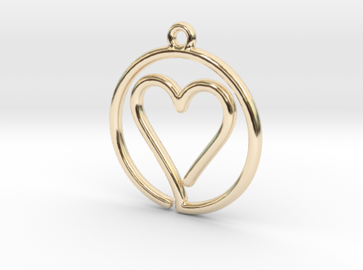Heart Card Game continuous line Pendant 3d printed