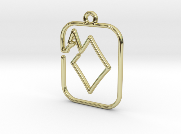 The Ace of Diamond continuous line pendant 3d printed