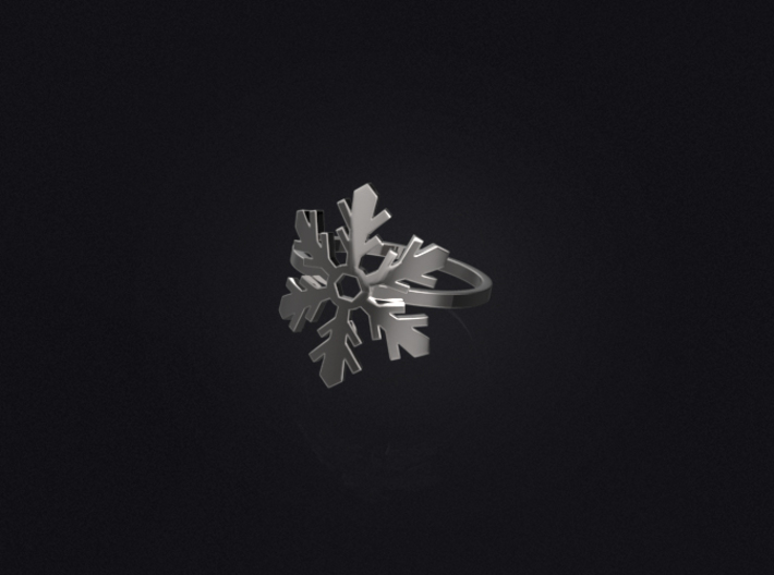 Snowflake Ring 02 3d printed 3D visualization of the ring in silver.