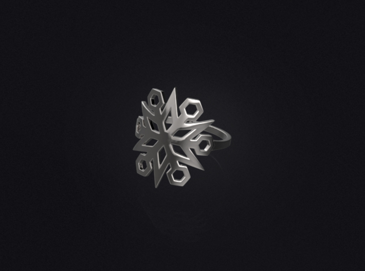 Snowflake Ring 03 3d printed 3D visualization of the ring in silver.