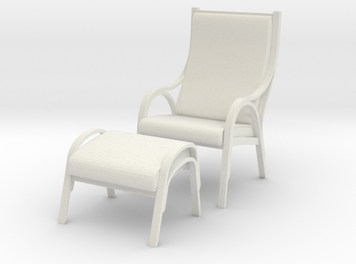 Danish Bentwood Chair w/ Ottoman 3d printed