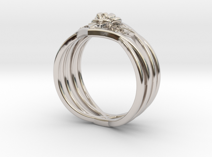 Romantic Rose ring with leaves 3d printed