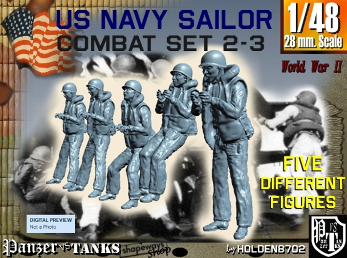 1-48 US Navy Sailors Combat SET 2-3 3d printed