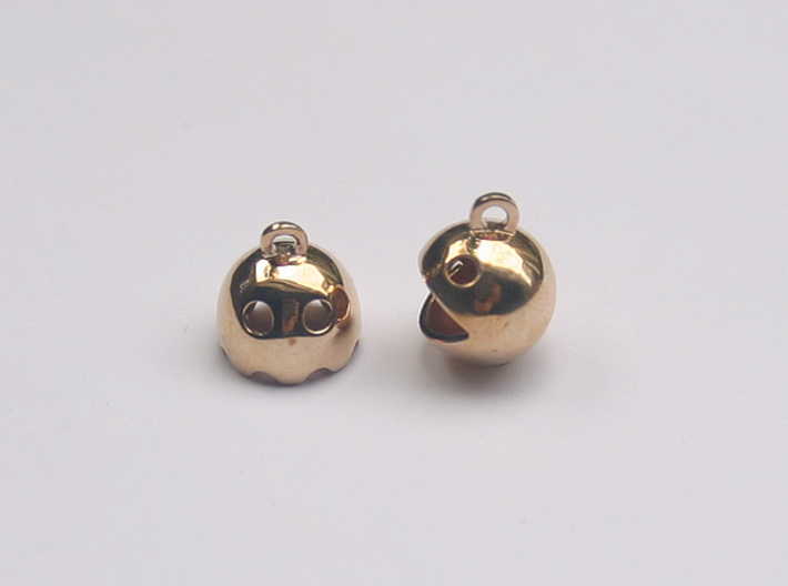 Pacman 3d printed Polished Bronze