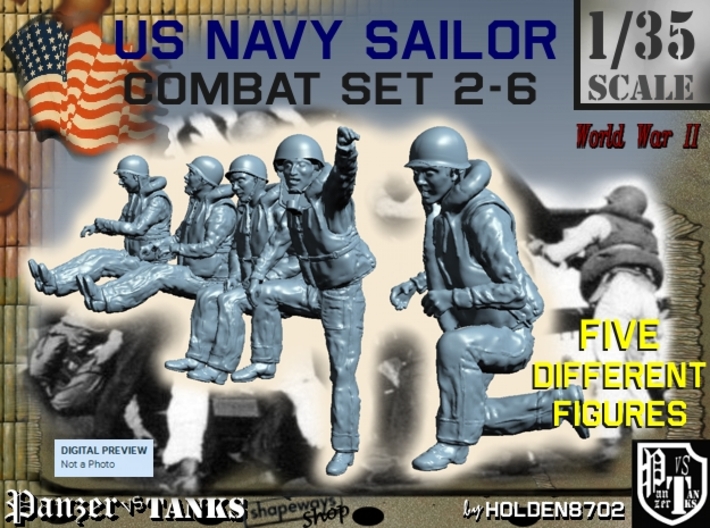 1-35 US Navy Sailors Combat SET 2-6 3d printed