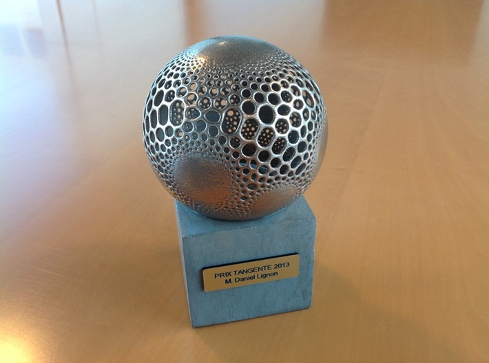 Hexasphere 2 3d printed Trophy in bronze steel