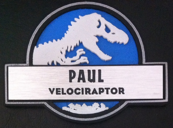 Jurassic World Badge Part 1: Add your own name 3d printed Badges painted with custom nameplate