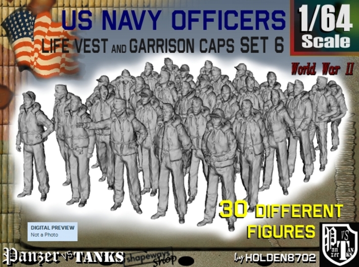 1-64 USN Officers KAPOK Set6 3d printed